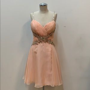 New Light Pink Strap Rhinestones Dress Small